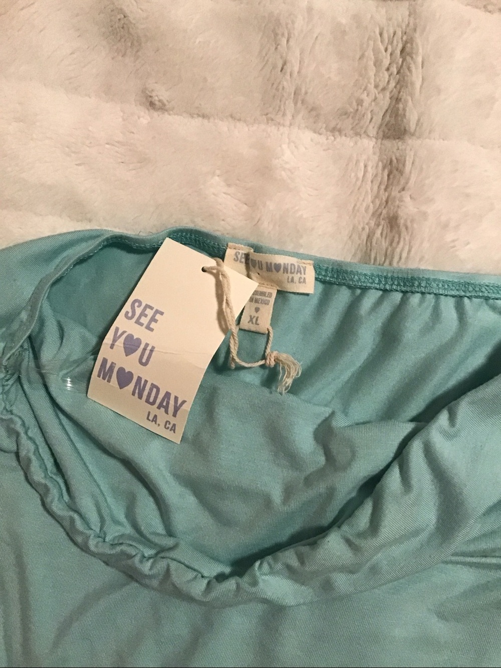 See You Monday Light Blue Asymmetrical tube Top - Picture 2 of 3